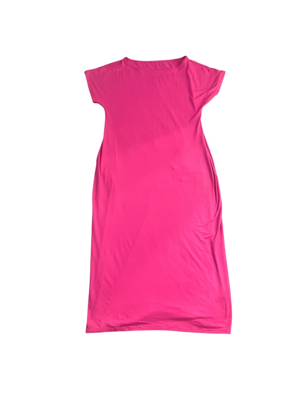 Bright Pink Short Sleeve Maxi Dress